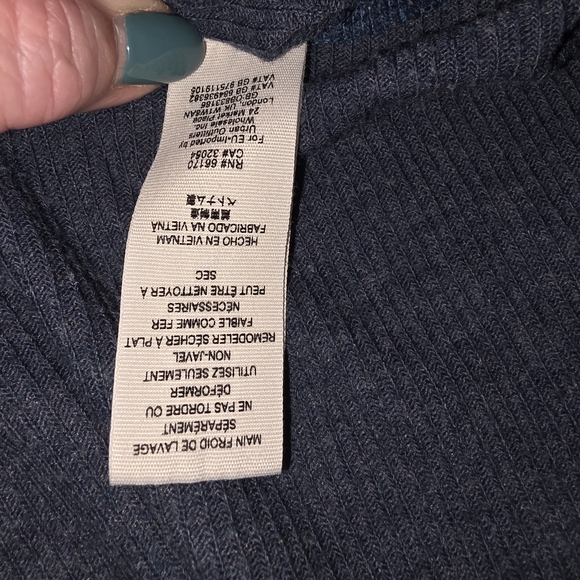 Free People We The Free Catalina Thermal Top Blue V-Neck Waffle Knit High Low M - Picture 6 of 6